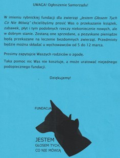 Ogłoszenie Samorządu SP1 Rybnik
